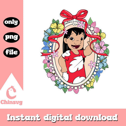 Floral mirror lilo character png, disney characters png