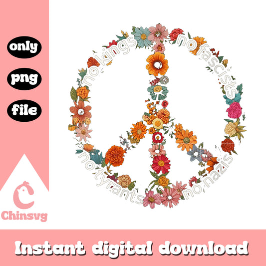 Floral peace no kings design png, 4th of july logo png