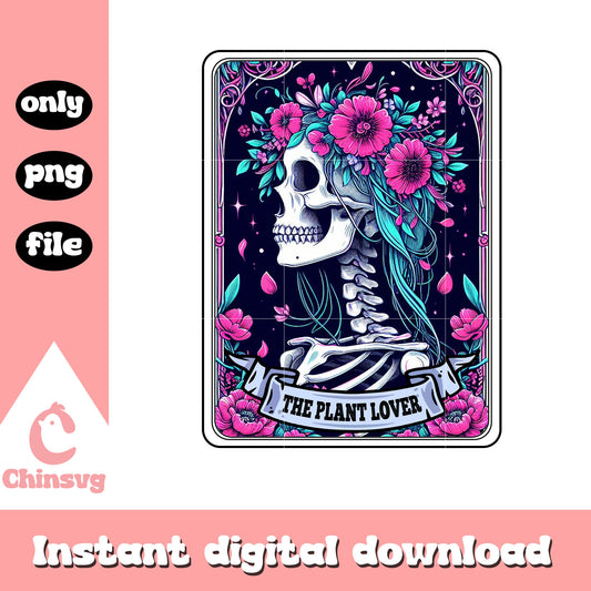 Floral skeleton tarot card png, the plant png, tarot card png