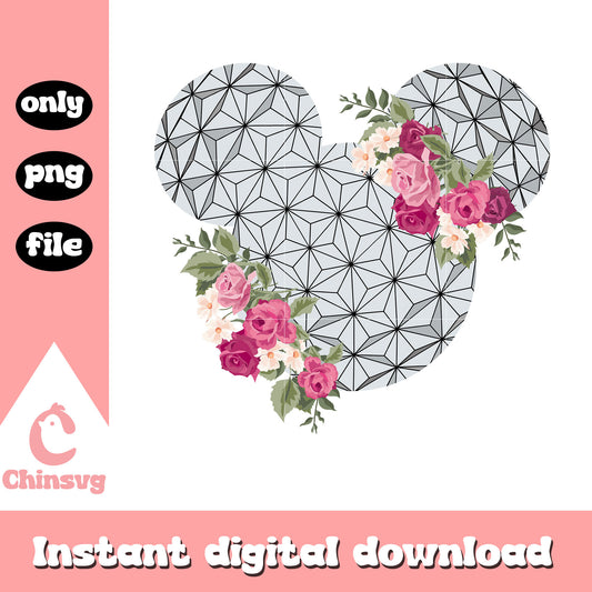 Flower and garden festival png, mickey head png, floral epcot png