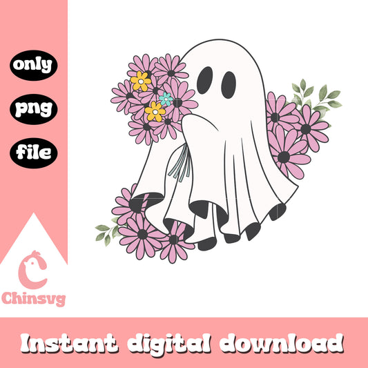 Flower and sheet ghost design png, sheet ghost png