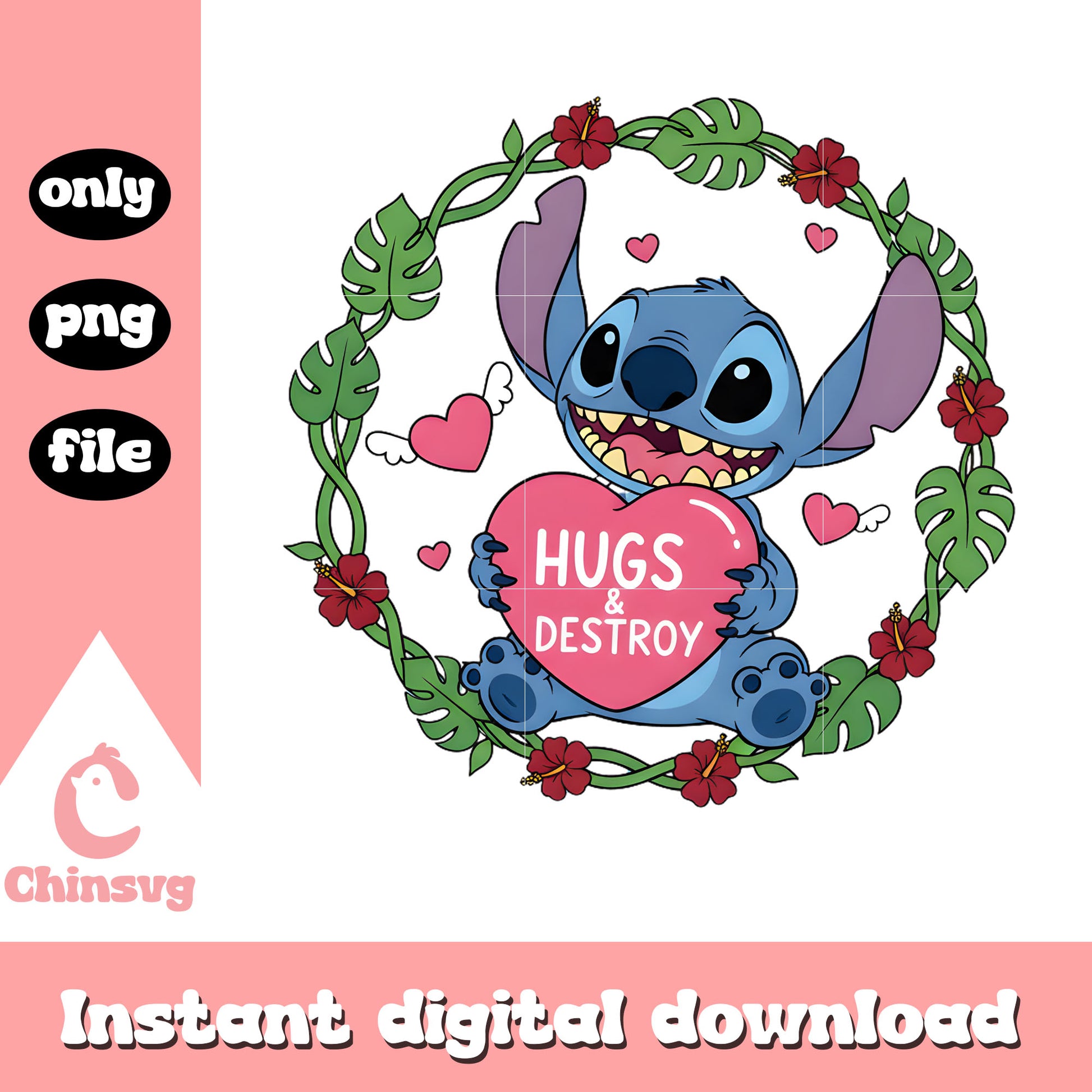 Flower circle stitch love png, valentines day stitch​​ png