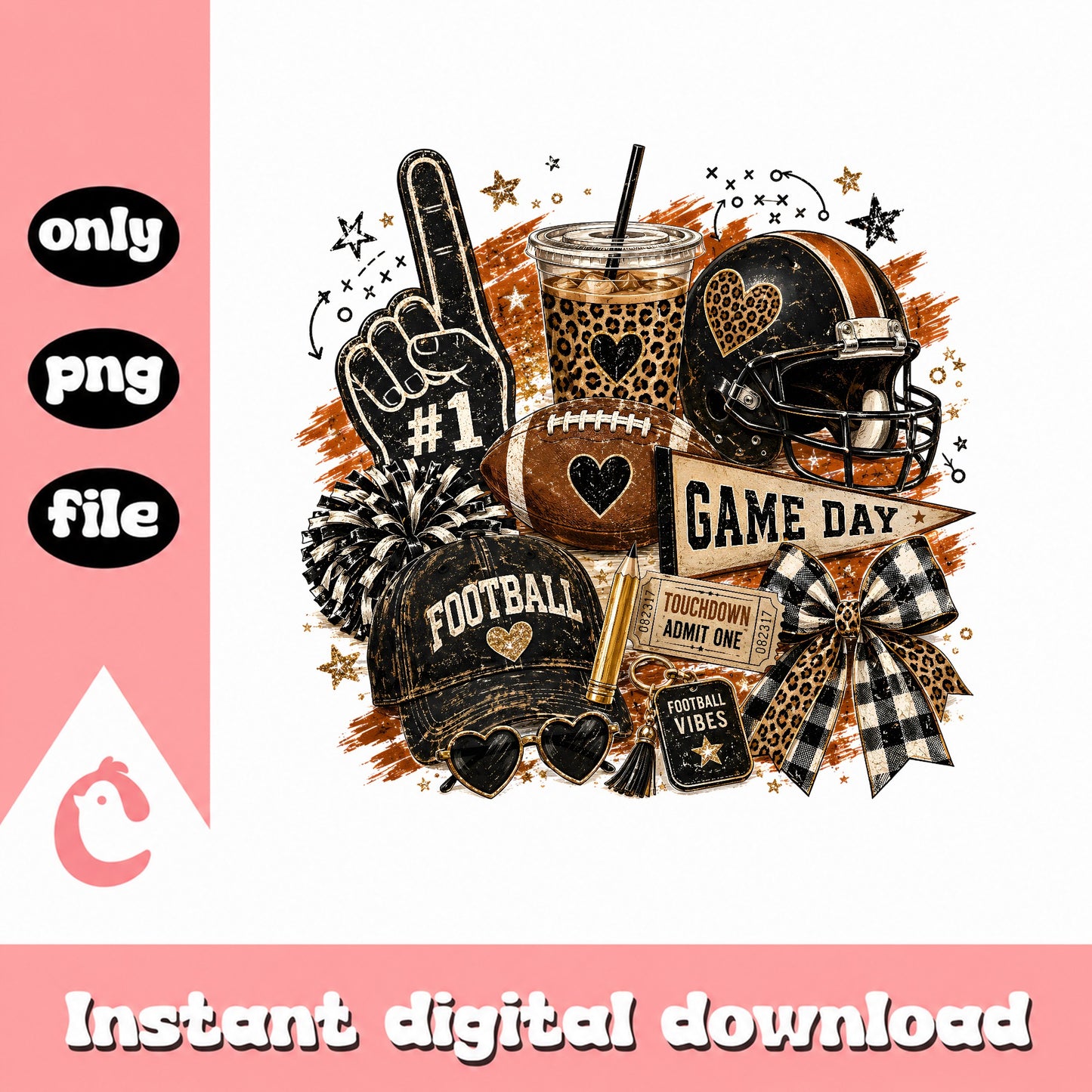 Football Game Day Bundle PNG, Leopard Print Sports, PNG File