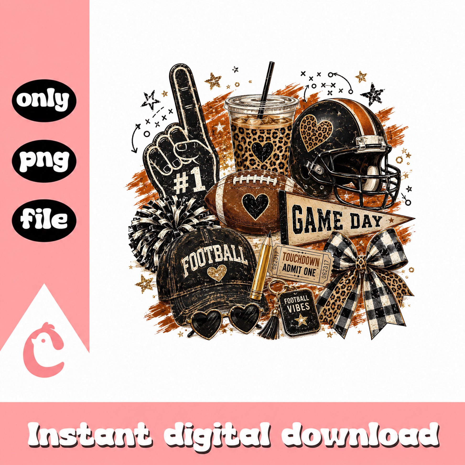 Football Game Day Bundle PNG, Leopard Print Sports, PNG File