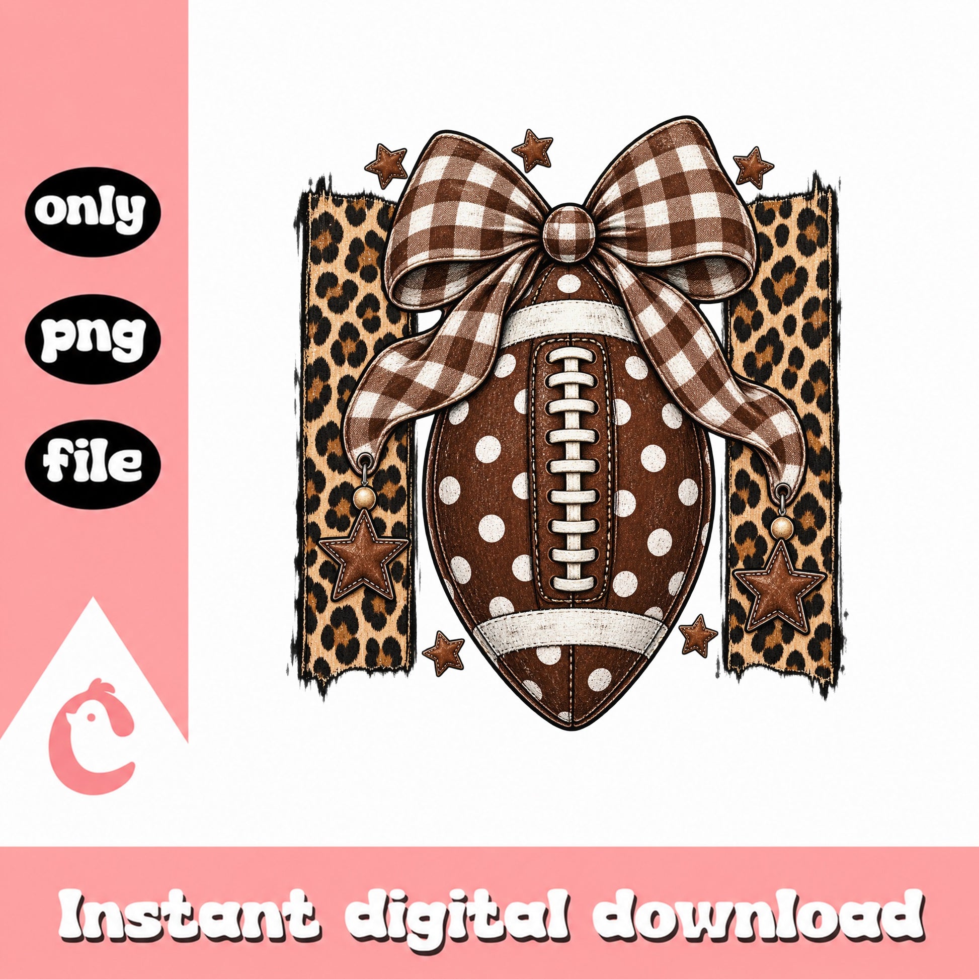 Football Leopard Print Bow PNG, Game Day Sublimation, PNG File