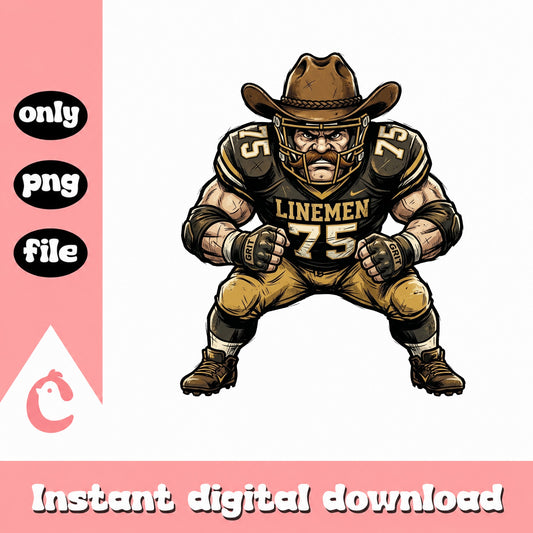Football Linemen Cowboy PNG, Linemen 75 Grit PNG, Football PNG