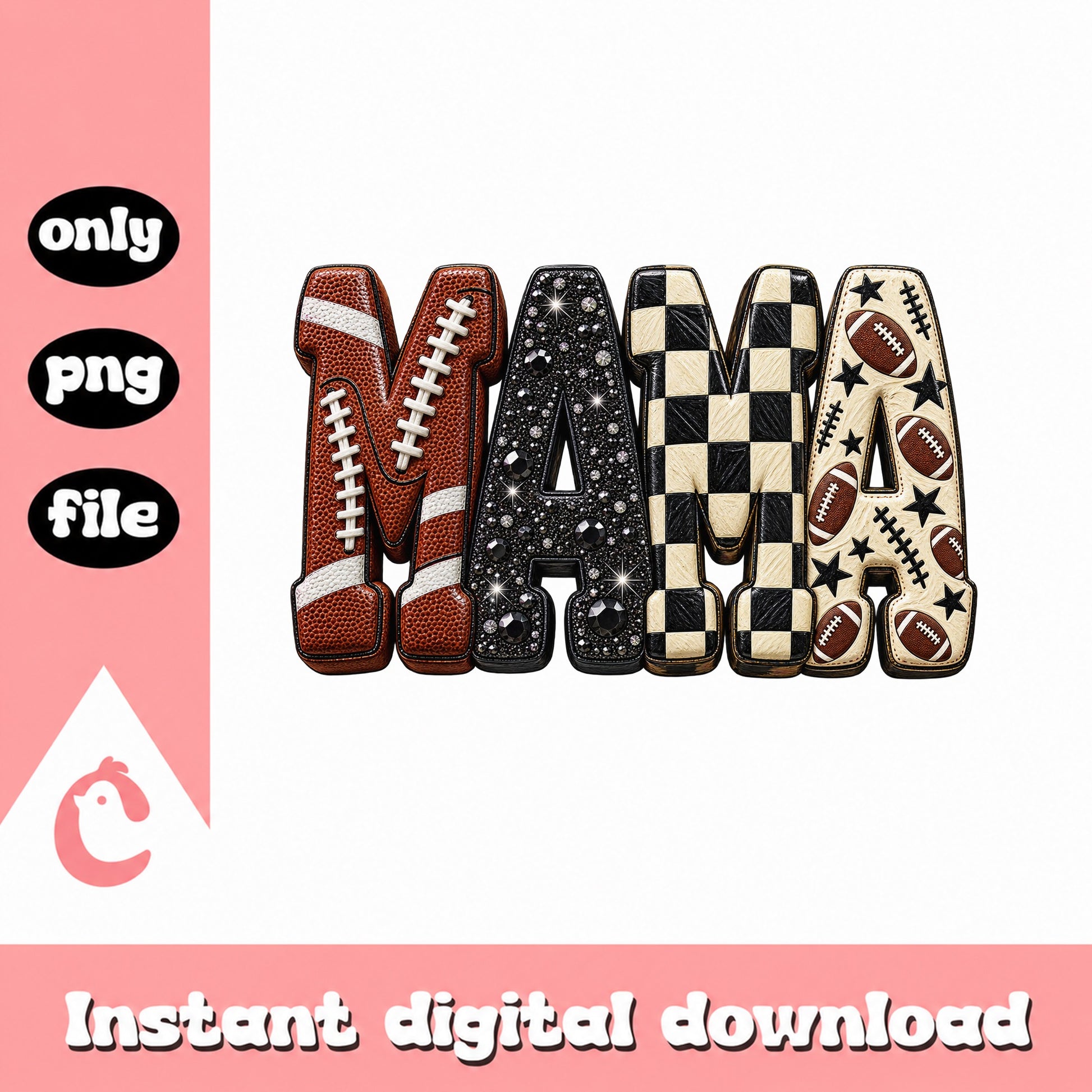 Football Mama PNG, Leopard Checkered Sports Mom, Sublimation PNG