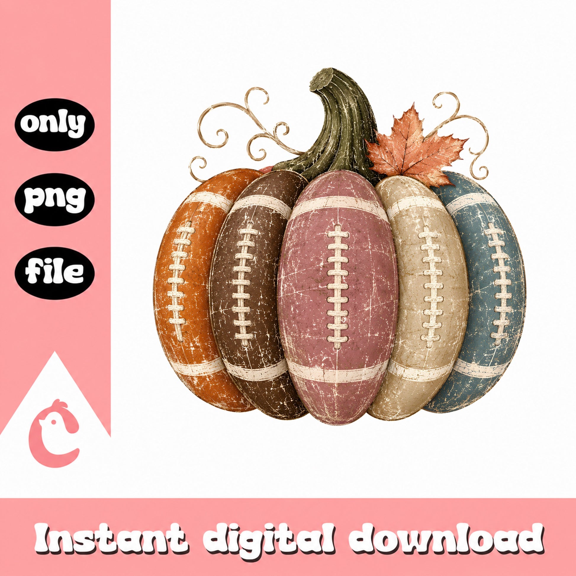 Football Pumpkin PNG, Fall Football Sublimation, Thanksgiving PNG