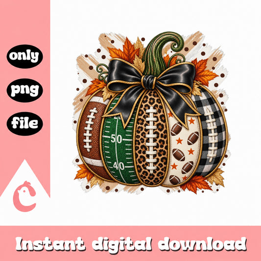 Football Pumpkin PNG, Fall Leopard Print, Thanksgiving PNG
