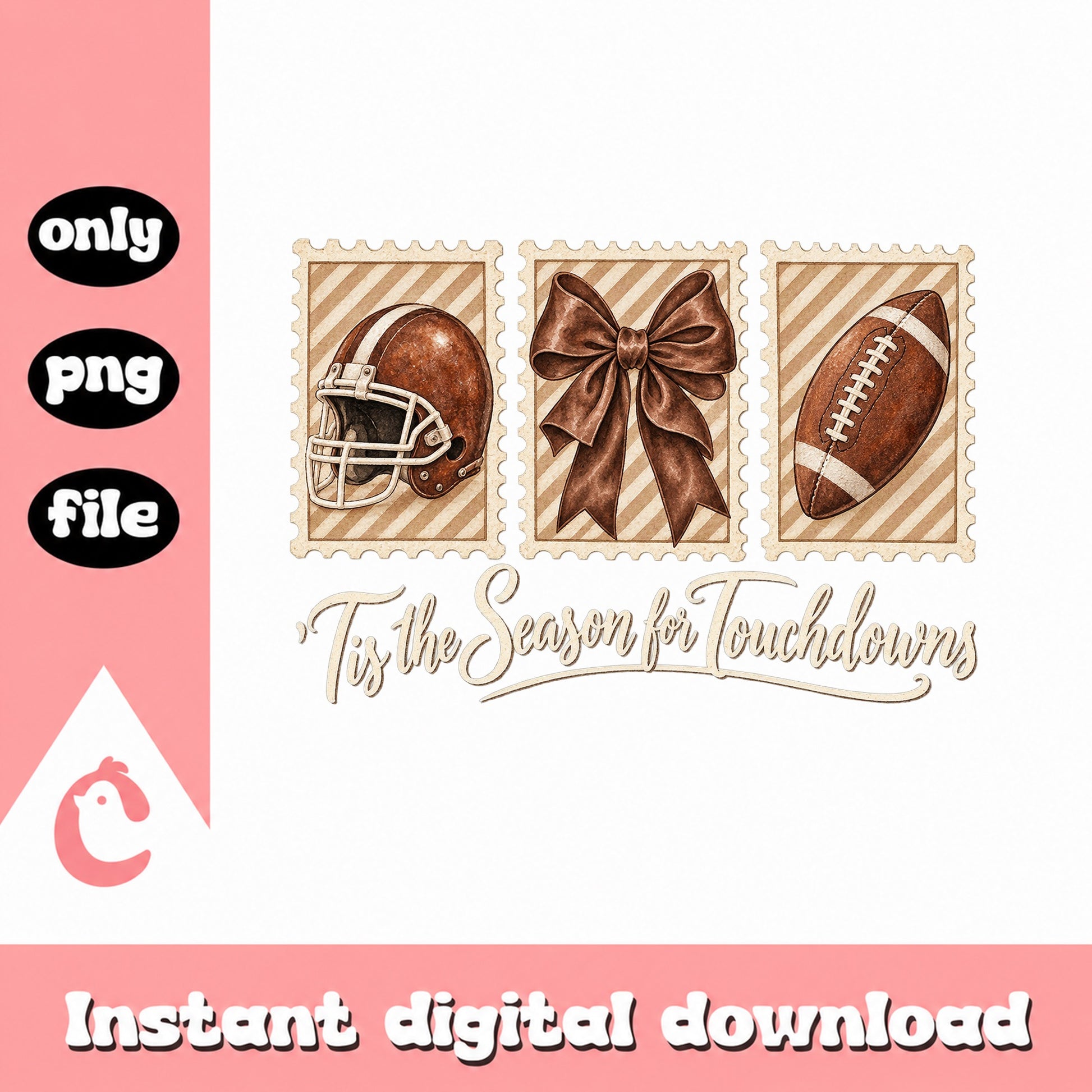 Football Season Touchdowns PNG, Football Helmet Bow, Instant Download PNG