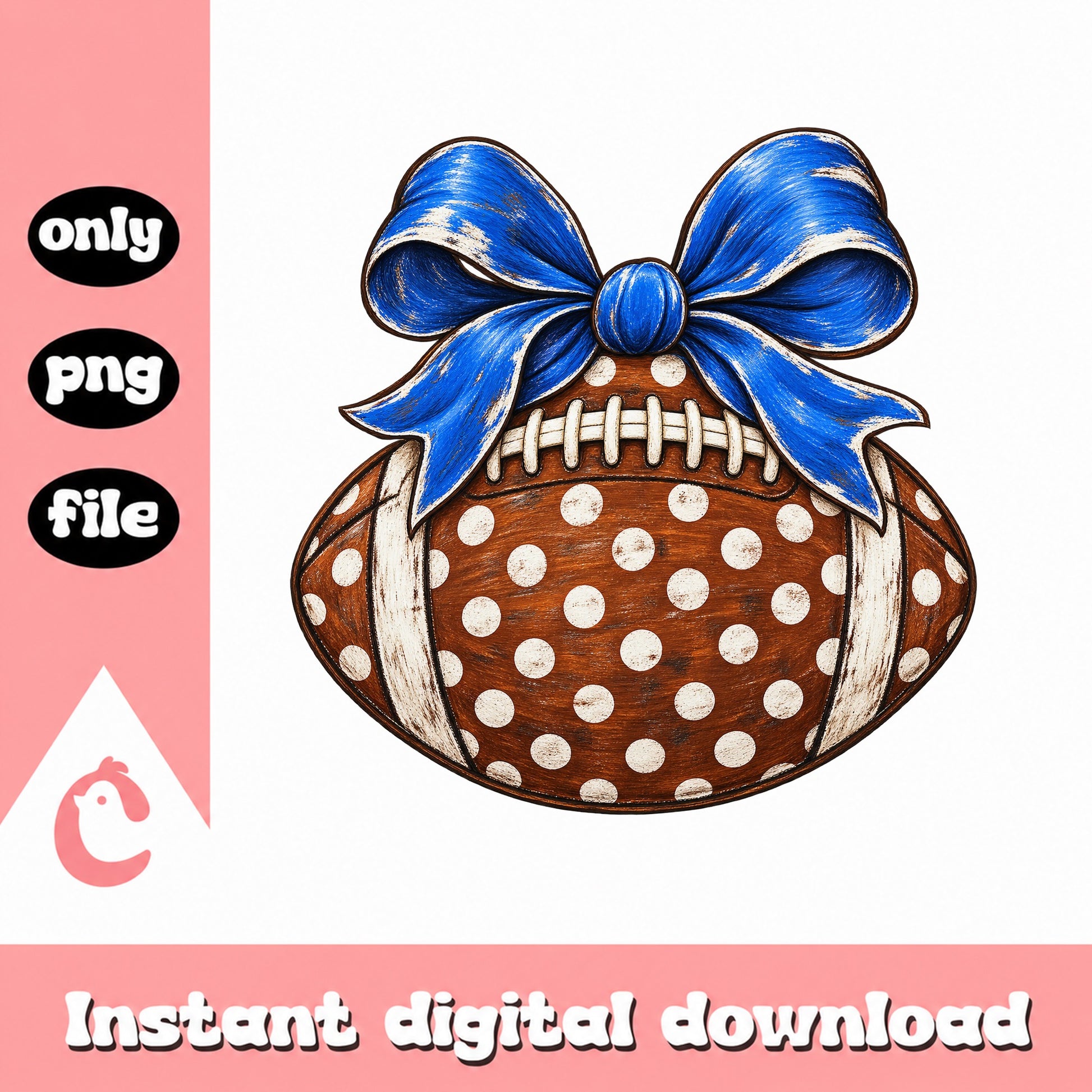Football With Blue Bow PNG, Polka Dot Football, Sports PNG