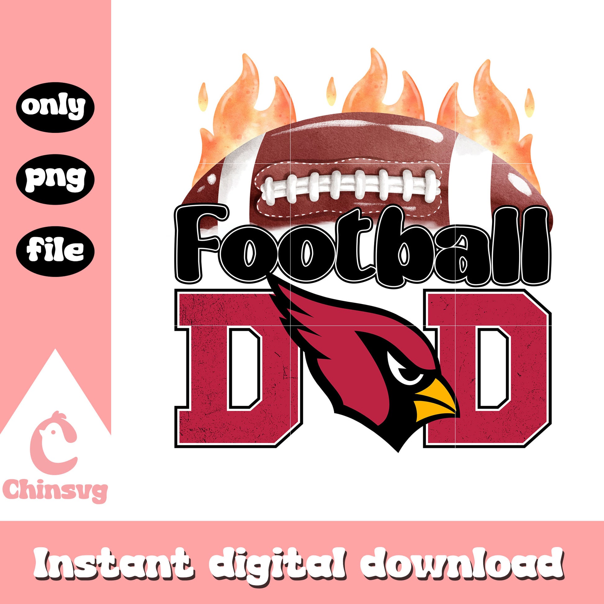 Football dad Arizona Cardinals design png, espn football png