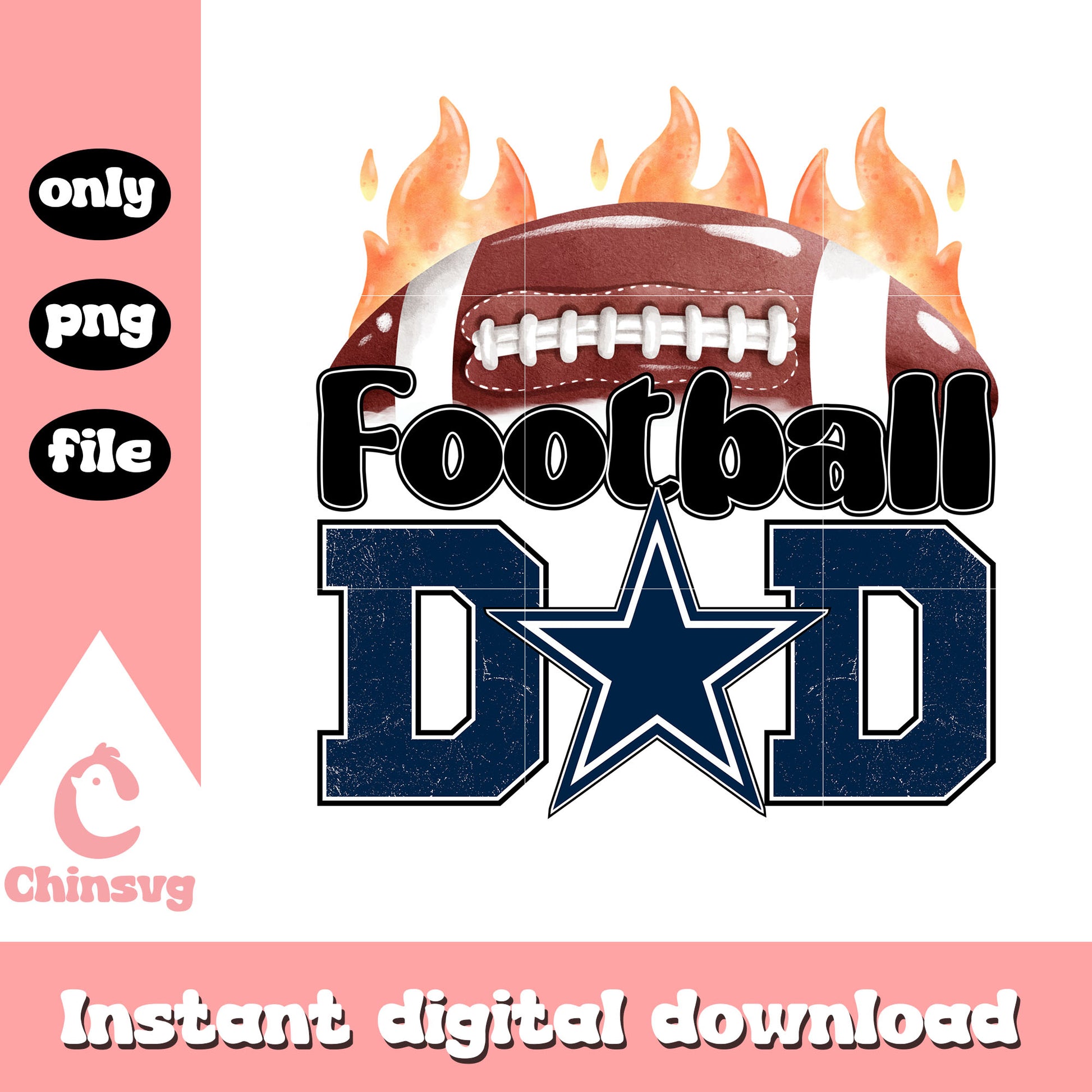 Football dad Dallas Cowboys png, football ball png