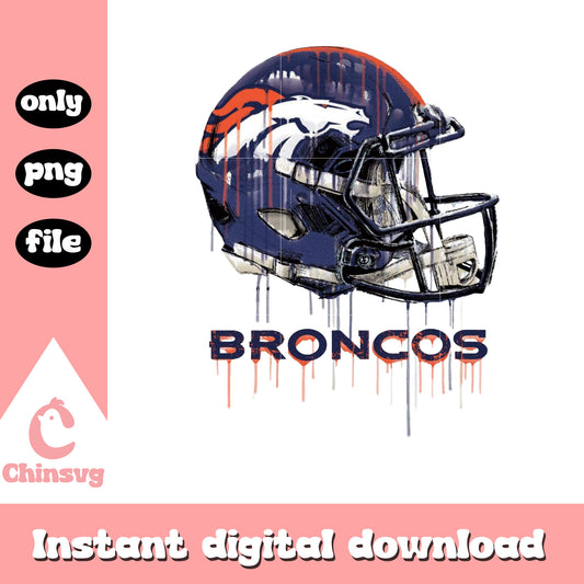 Football helmet dripping Broncos design png, Denver Broncos logo png