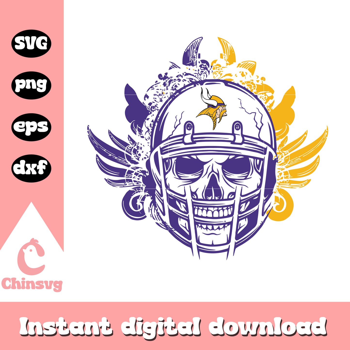 Football minnesota vikings skull helmet svg, minnesota vikings nfl football svg