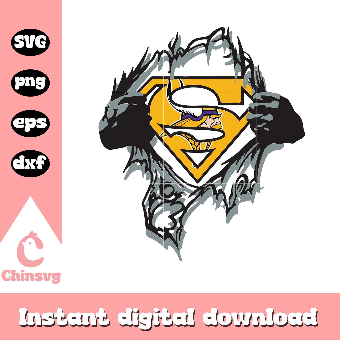 Football minnesota vikings super in heart svg, nfl football vikings​ svg