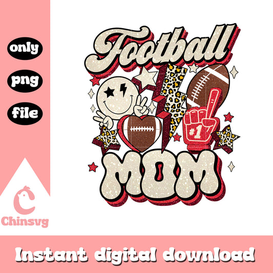 Football mom groovy disco ball png, disco ball png, football png