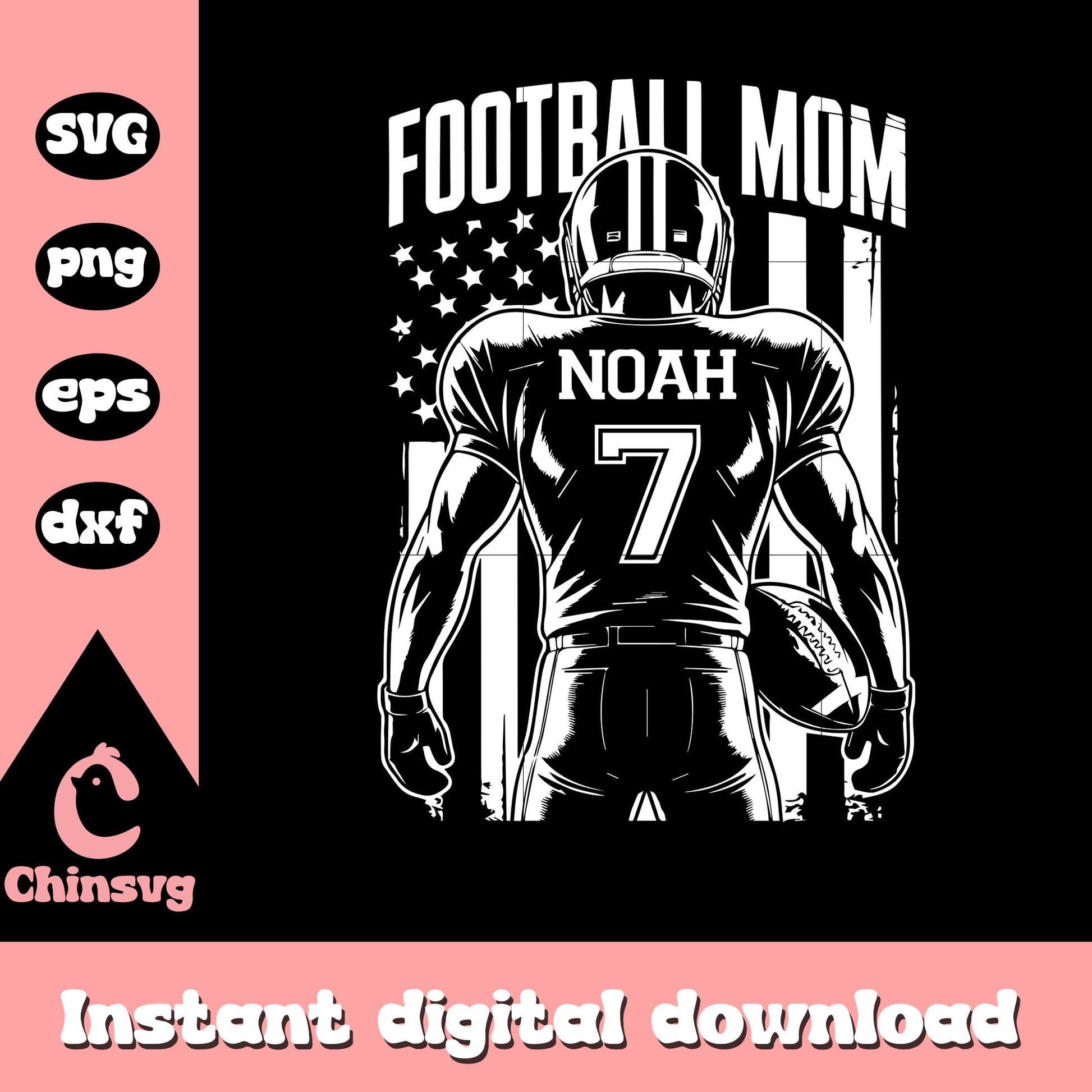 Football mom noah 7 design svg, mom football svg, american sport svg