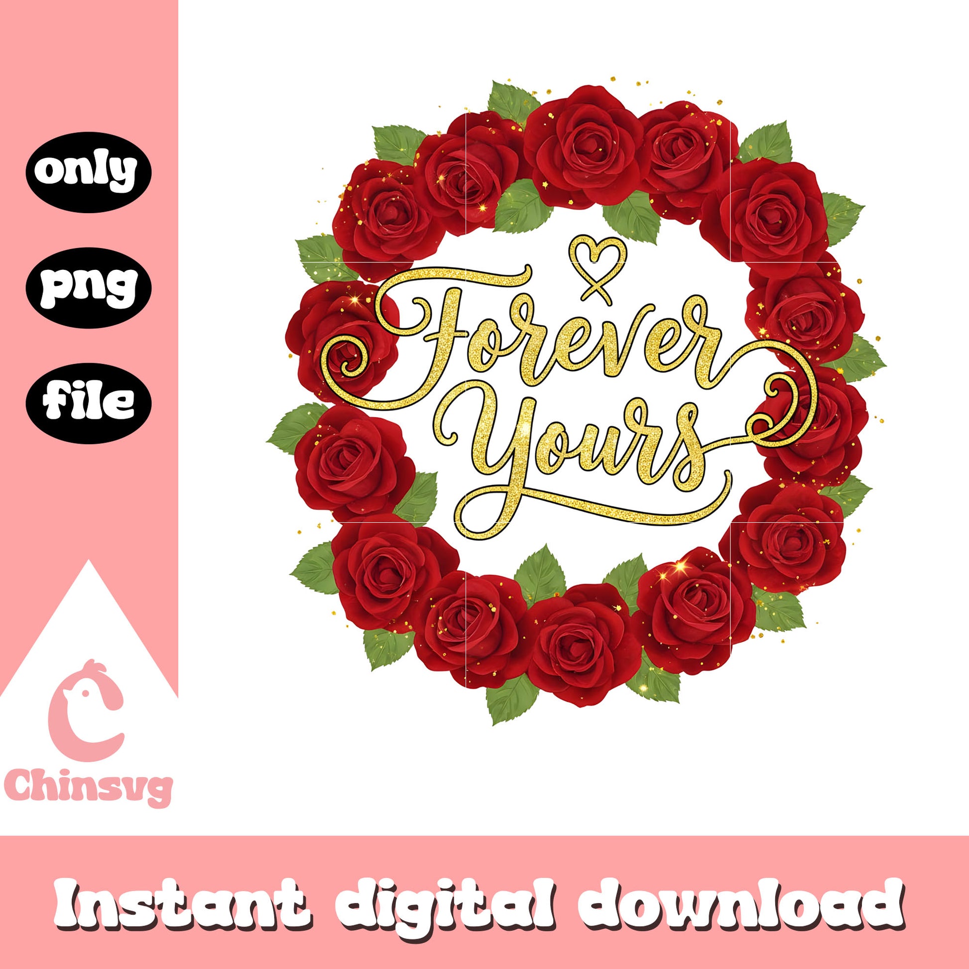 Forever rose design valentine png, valentines day roses​ png