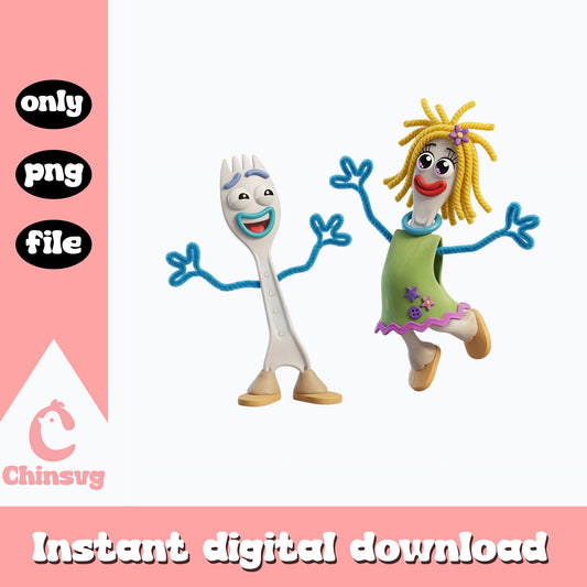Forky And Knifey Toy Story PNG, Disney Pixar PNG, Toy Story 4 PNG