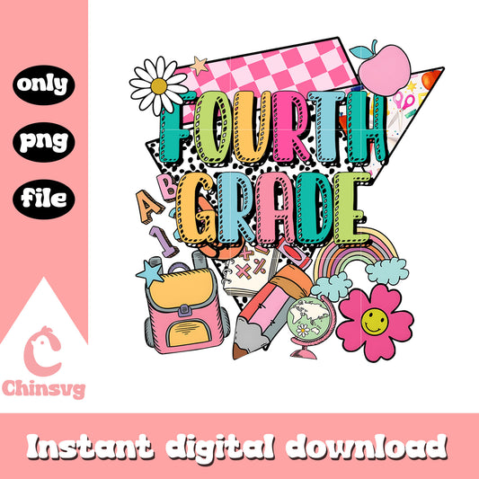 Fourth grade back to school clipart png, happy back to school png