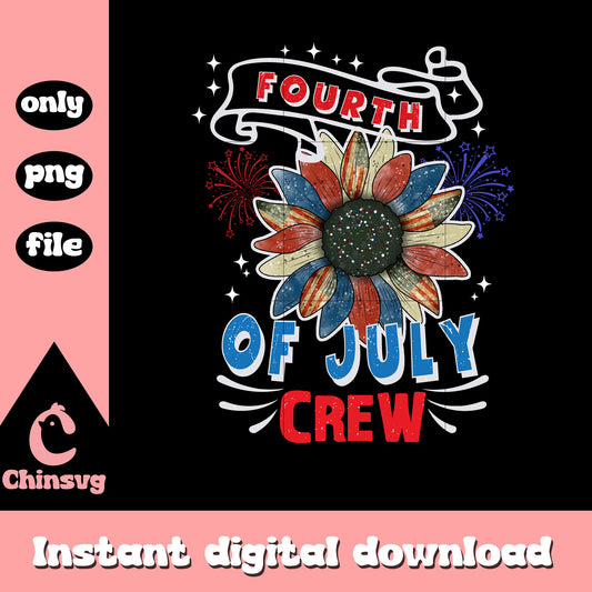 Fourth of july crew sunflower retro png, usa flower png