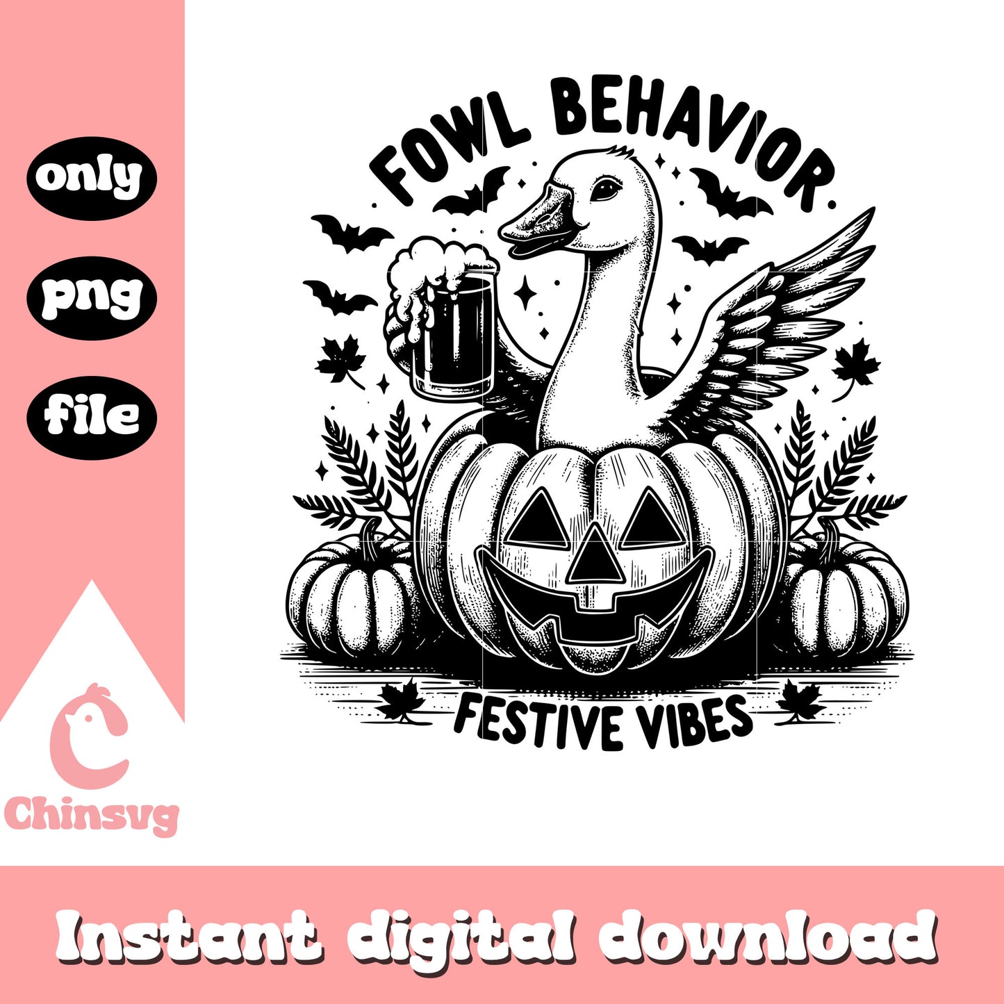 Fowl behavior festive vibes png, the goose png, pumpkin png