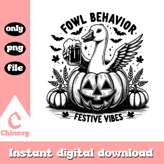 Fowl behavior festive vibes png, the goose png, pumpkin png