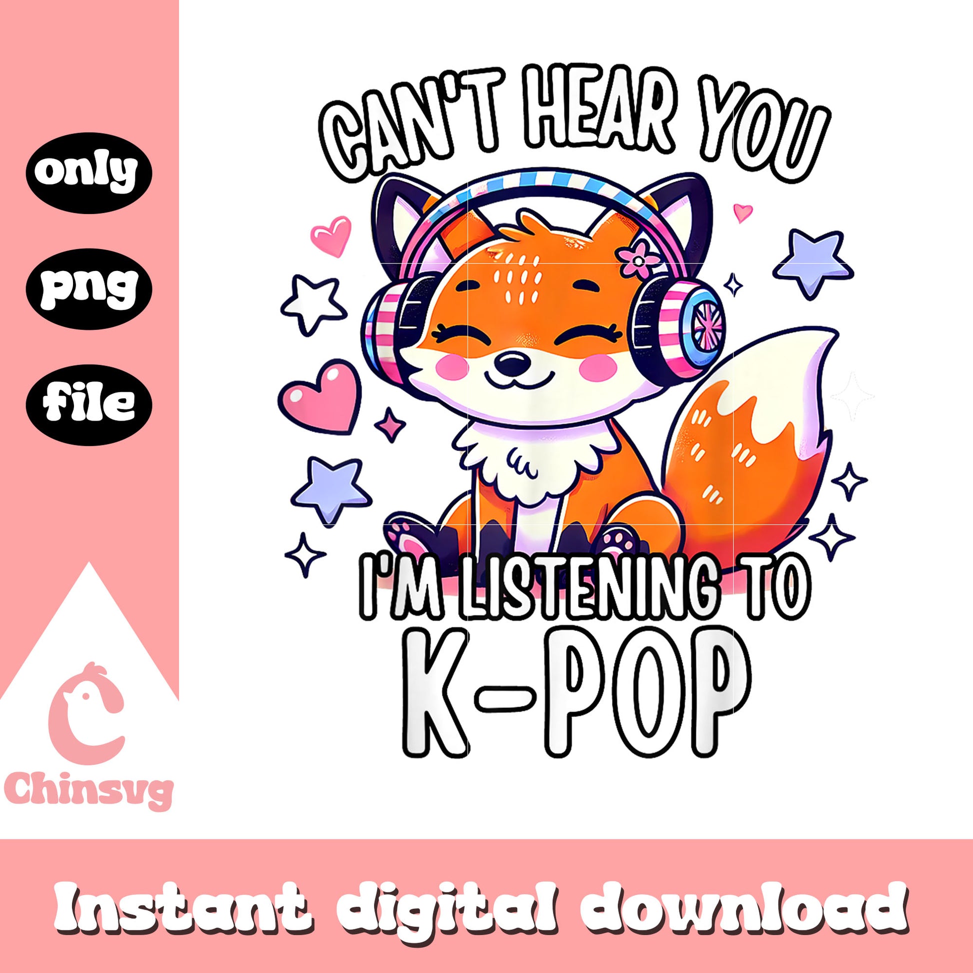 Fox can't hear you i'm listening kpop png, kpop music png