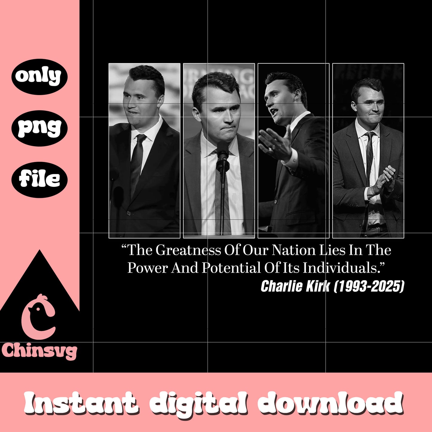 Frame charlie kirk quote design png, charlie kirk rip png