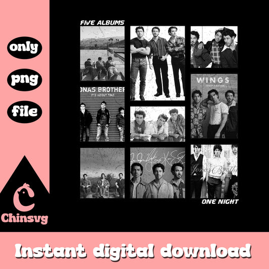 Frame jonas brothers band black white png, jonas brothers​ png