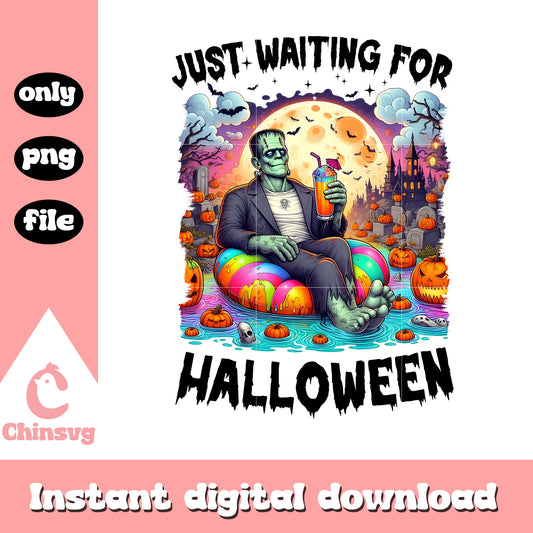 Frankenstein Just waiting for halloween png, halloween png