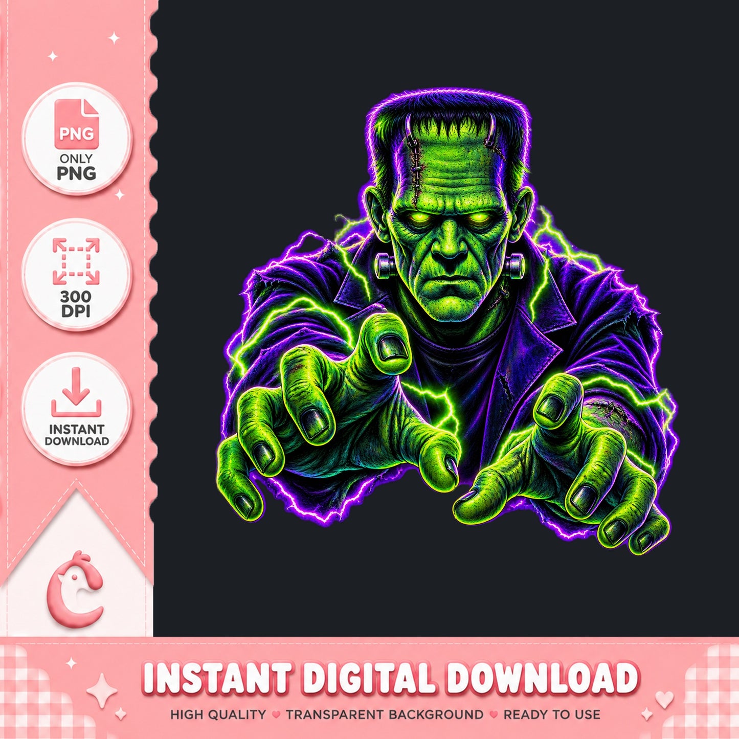 Frankenstein Monster PNG, Halloween Clipart, Instant Download PNG