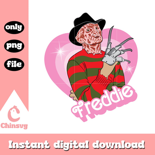 Freddie heart cute design png, freddy krueger png, halloween png