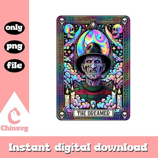 Freddy Krueger tarot card galaxy png, Horror the killer tarot card png