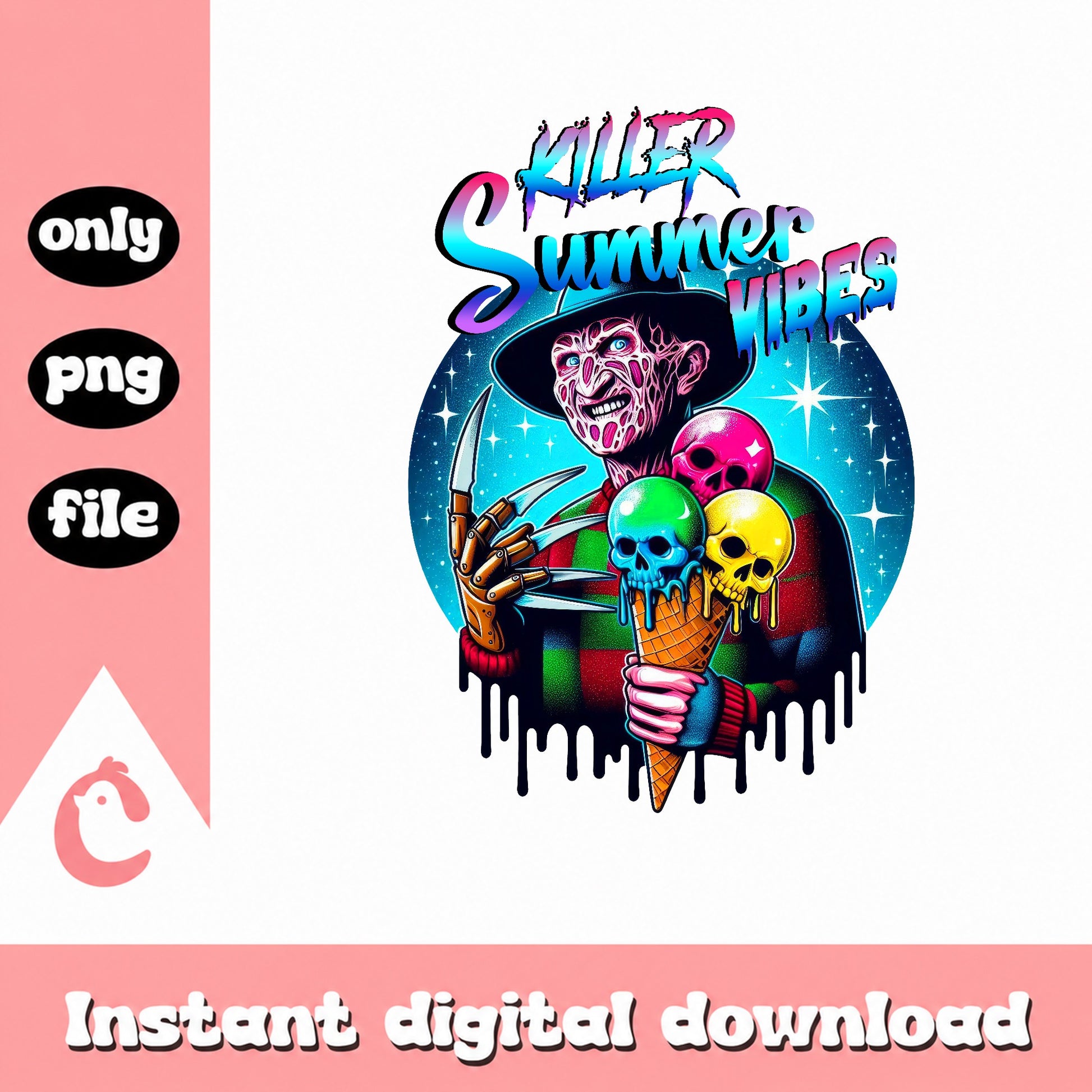 Freddy Krueger Killer Summer Vibes PNG, Horror PNG, Halloween PNG