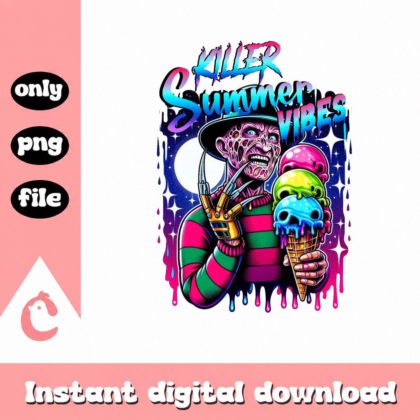 Freddy Krueger Killer Summer Vibes PNG, Horror PNG, Summer PNG