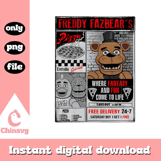 Freddy fazbear pizza where fantasy and fun png, Freddy fazbear pizza png