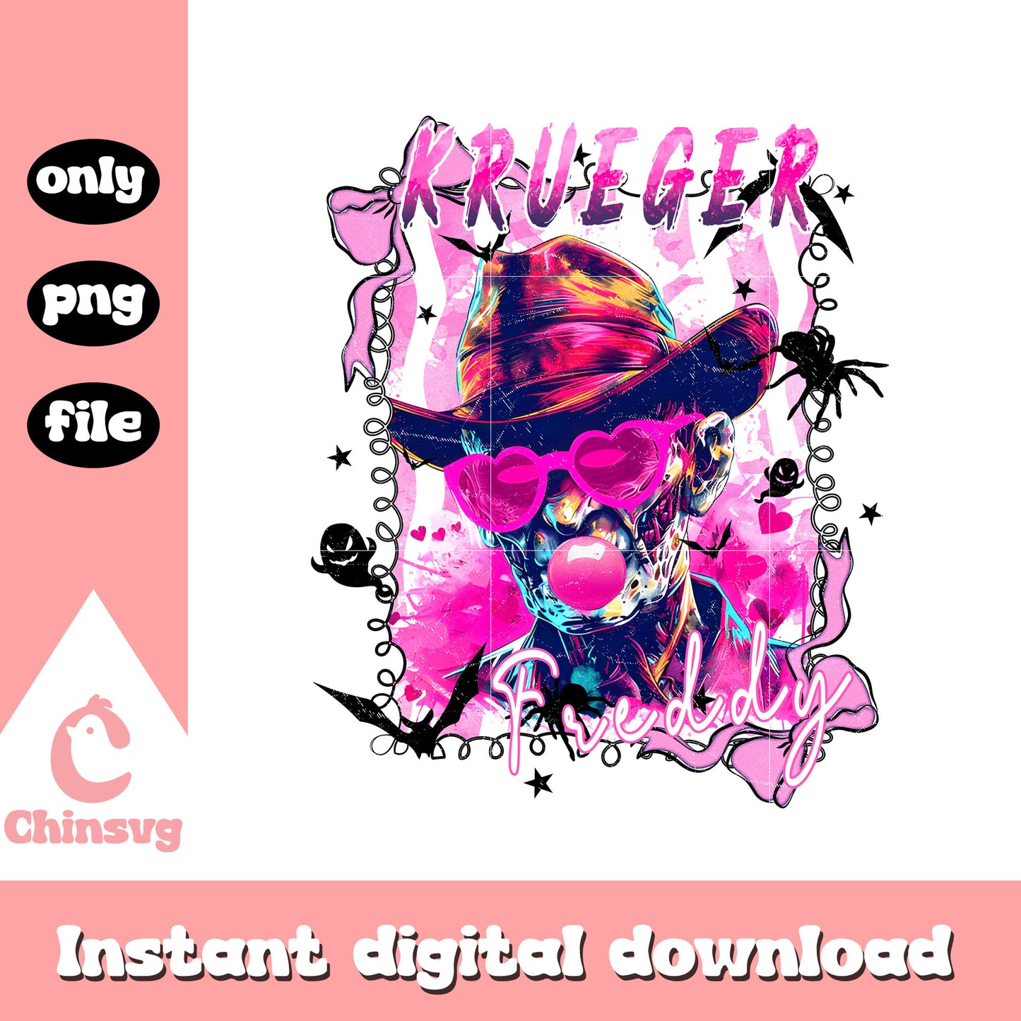 Freddy krueger blow bubblegum pink frame design png, freddy krueger png
