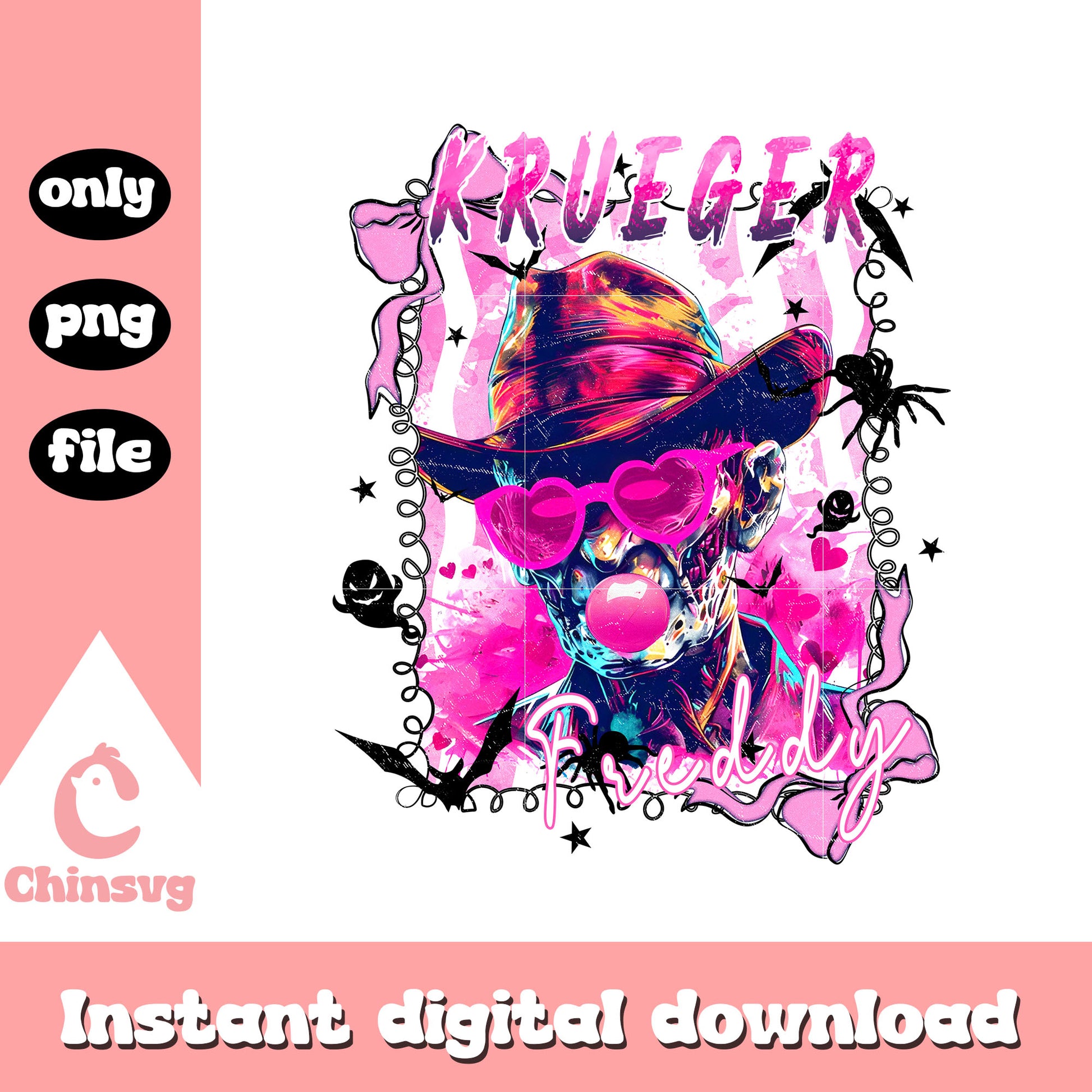 Freddy krueger blow bubblegum pink frame design png, freddy krueger png
