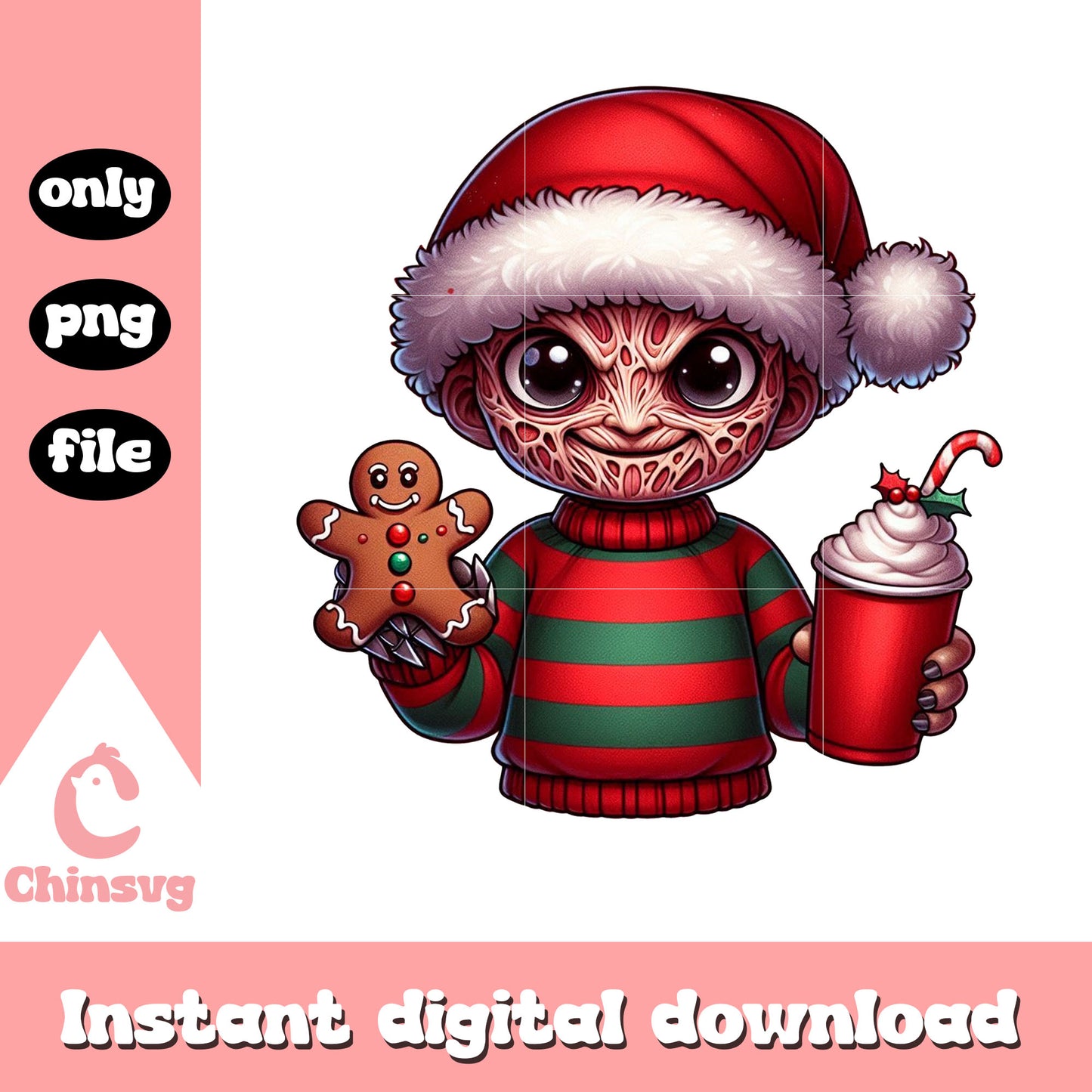 Freddy krueger christmas coffee cup png, freddy krueger movie png