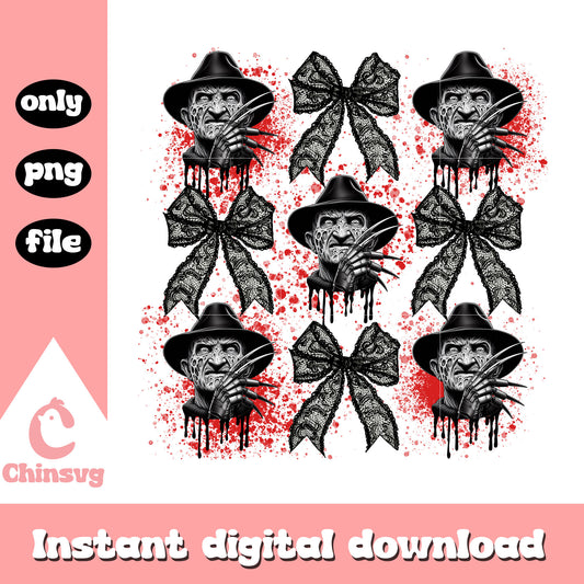 Freddy krueger coquettle bow halloween deisgn png, halloween png