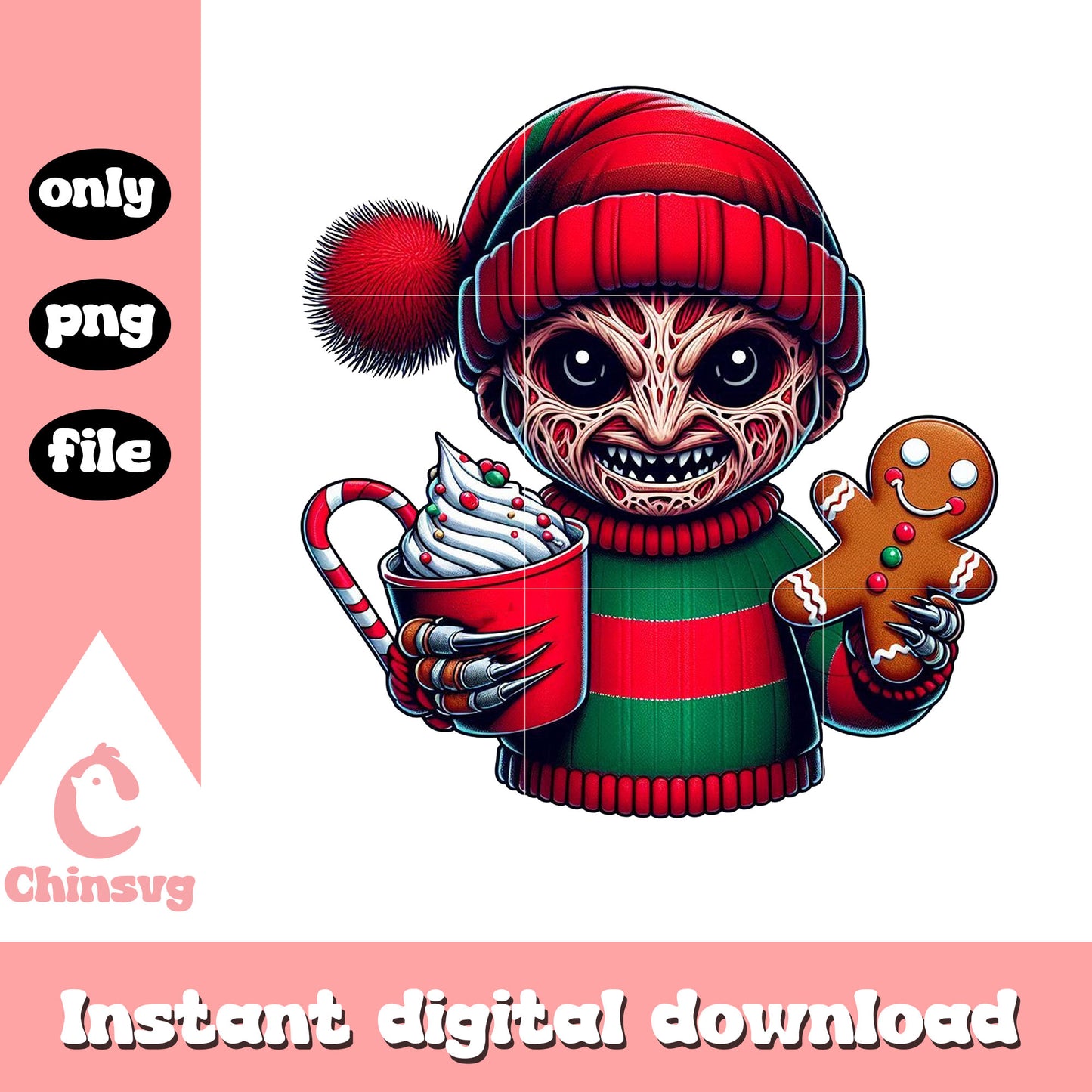 Freddy krueger cozy christmas gingerbread png, freddy krueger png