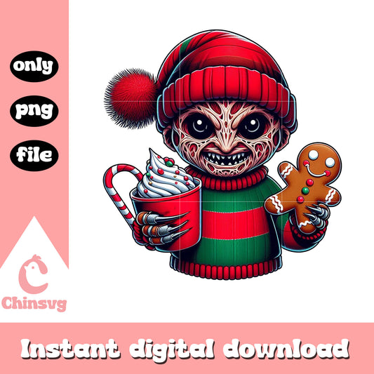 Freddy krueger cozy christmas gingerbread png, freddy krueger png