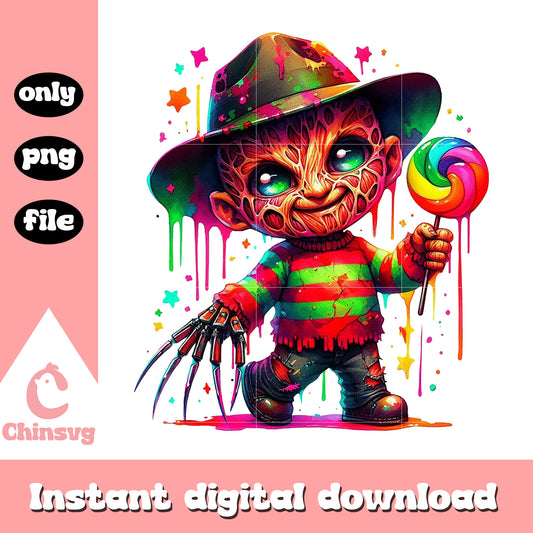 Freddy krueger cute design png, nightmare on elm street halloween png