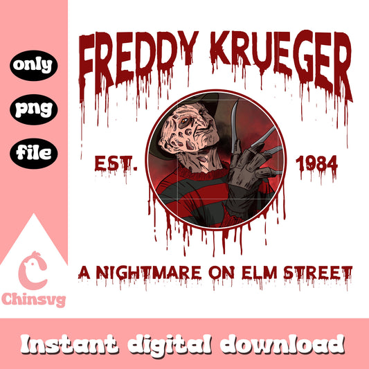 Freddy krueger est 1984 design png, a nightmare on elm street png