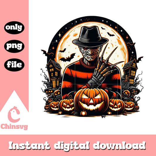Freddy krueger halloween pumpkin png, freddy krueger portrait png