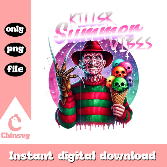 Freddy krueger ice cream killer summer vibes png, summer vibe png