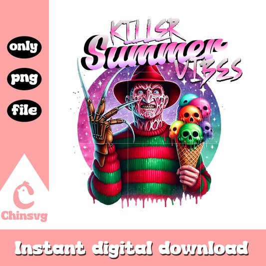 Freddy krueger killer summer vibes png, horror summer vibe png