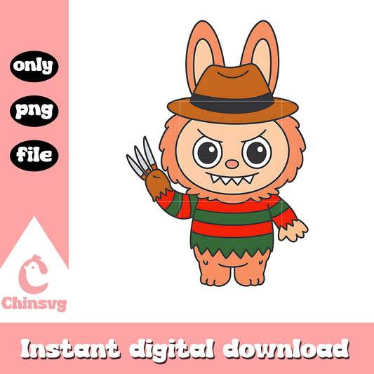 Freddy krueger labubu clothes drawing design png, freddy krueger png